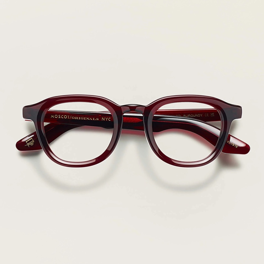 MOSCOT Dahven Glasses Burgundy - blue light blocking lenses